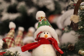 snowman and christmas tree