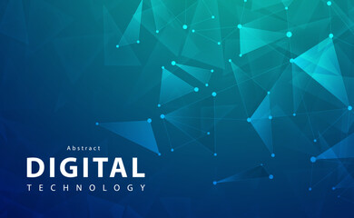 Digital technology banner blue green background concept, cyber technology light effect, abstract tech, innovation future data, internet network, Ai big data, lines dots connection, illustration vector