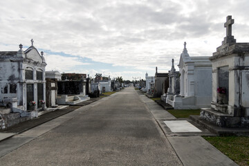 gravestones in historic st patrick cemetary New Orleans