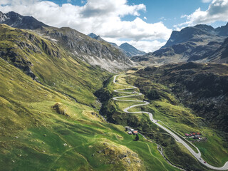 road transportation technology, mobility concept of traffic through the swiss alps, julierpass pass...