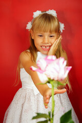 little girl with flowers