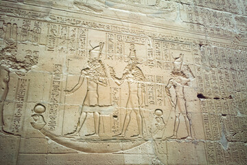Edfu Temple Horus in war - obrazy, fototapety, plakaty