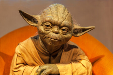 Obraz premium Master Yoda wax figure in Madame Tussauds museum, Berlin