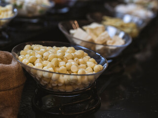 fresh and delicious cheeses at the hotel buffet