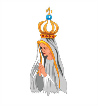 praying virgin mary with golden crown clip art preview