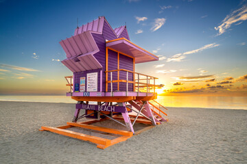 Naklejka premium Lifeguard House,Sunrise.South Beach,.Miami Beach.Miami,Florida,USA