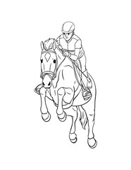 Show Jumping Isolated Coloring Page for Kids