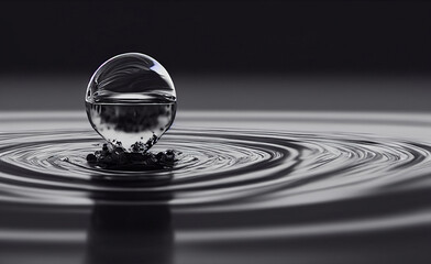 Water drop with circular waves.