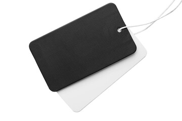 Cardboard tags with space for text isolated on white, top view