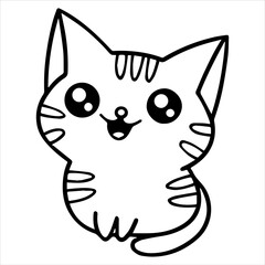 Kids Coloring Pages, Cute Cat Character Vector illustration AI File And Image