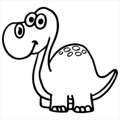 Kids Coloring Pages, Cute Dinosaur Character Vector illustration AI File And Image
