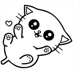 Kids Coloring Pages, Cute Cat Character Vector illustration AI File And Image