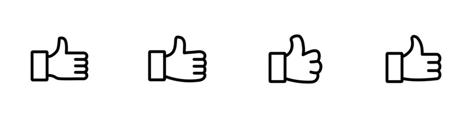 Conjunto de iconos de manito hacia arriba. Concepto de me gusta. Aprobaci&oacute;n. Ilustraci&oacute;n vectorial	