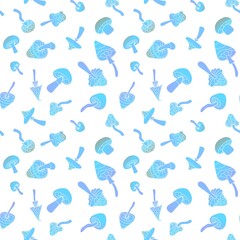 Cartoon autumn seamless mushrooms pattern for Halloween wrapping and kids accessories and clothes print