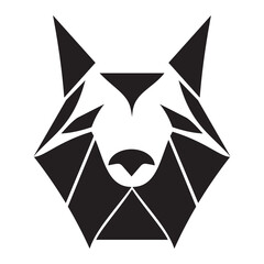 Abstract Wolf Geometric Logo - Low Poly Wolf - Polygonal Wolf Illustrations - Black and White Wolf Head