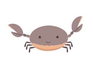 Cute crab simple doodle flat style vector illustration, sea creature, colorful underwater world sea creature, funny animal clip art, poster, mascot