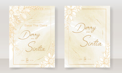 wedding invitation card template, gold background, luxury and elegant