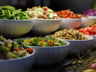 fresh and delicious salads at the hotel buffet