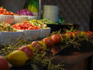 fresh and delicious salads at the hotel buffet