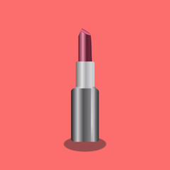 Obraz premium Red lipstick in a dark gray metal case for beautiful women