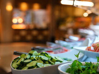 fresh and delicious salads at the hotel buffet