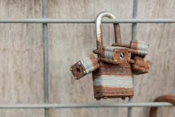 Metal locks. A bunch of locks. Heart locks. A symbol of love