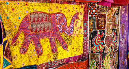  Display of souvenirs at a city street shop in Jaisalmer, Rajasthan, India. Jaisalmer is a very popular tourist destination in Rajasthan.