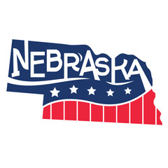 United States of America Map USA Nebraska State with Cutting Paper and Graffiti Style	
