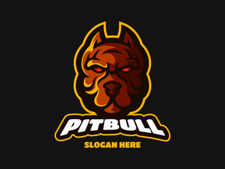 Pit-bull Dog Mascot Logo Illustration