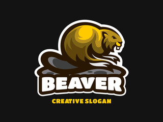 Beaver Logo Illustration With Cartoon Mascot Stylized © EndR_ID