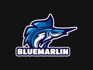 Blue Marlin Fish Logo Vector Illustration