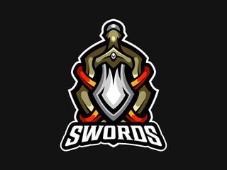 Swords Knight Mascot Logo Illustration