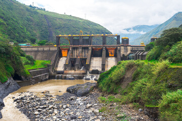 views of hydroelectric plant in ecuador - obrazy, fototapety, plakaty