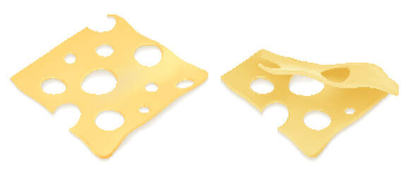 A set of cheesy, simple, stable and neat cheese cubes. Vector illustration