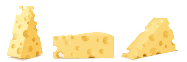 A set of cheesy, simple, stable and neat cheese cubes. Vector illustration