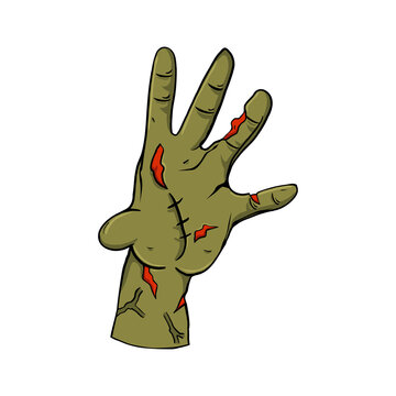 cartoon hand zombie isolated white background