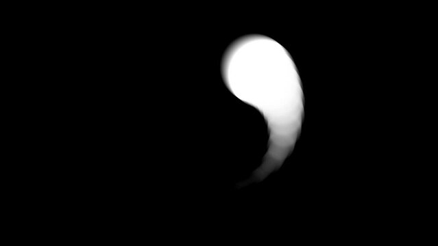 animation of a circle rotating on its axis, jumping and getting bigger, perfect to use as transparency transitions for video