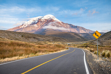 amazing view of chimborazo mountain, ecuador - obrazy, fototapety, plakaty