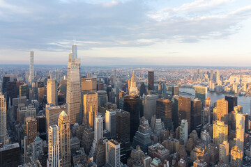 New York, NY, USA - August 20, 2022: Manhattan skyline view from the top of the Empire State...