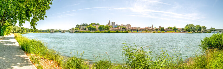 Blick auf Avignon und die Brücke Saint Benezet, Frankreich 