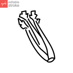Celery icon. celery bunch with stalks or stems and leaves. fresh organic natural vegetable.  Herbaceous vegan vegetarian detox food. outline style vector illustration design on white background EPS 10