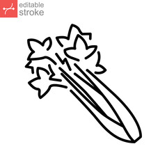 Celery icon. celery bunch with stalks or stems and leaves. fresh organic nature vegetable.  Herbaceous vegan vegetarian detox food. outline style vector illustration design on white background EPS 10