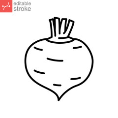 Beetroot icon. Nature food. Vegetarian, vegetable, veggies. Sugar beet logo. Fresh radish beets with leaves for apps and websites outline style. vector illustration. design on white background EPS 10