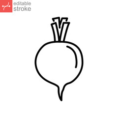 Beetroot icon. Nature food. Vegetarian, vegetable, veggies. Sugar beet logo. Fresh radish beets with leaves for apps and websites outline style. vector illustration. design on white background EPS 10