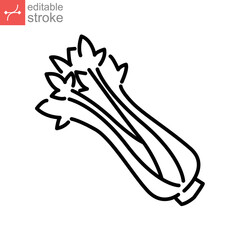Celery icon. celery bunch with stalks or stems and leaves. fresh organic natural vegetable.  Herbaceous vegan vegetarian detox food. outline style vector illustration design on white background EPS 10