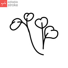 watercress vegetable icon. green salad leaves seasoning cooking logo. fresh culinary plant herb for soup food. outline style Editable stroke. vector illustration design on white background. EPS 10