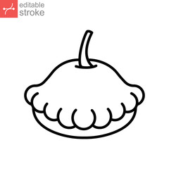 pattypan squash icon. fresh organic nature vegetable food.  patisson summer vegetable. ripe raw green veggie small editable stroke. outline style vector illustration design on white background. EPS 10
