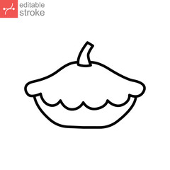 pattypan squash icon. fresh organic nature vegetable food.  patisson summer vegetable. ripe raw green veggie small editable stroke. outline style vector illustration design on white background. EPS 10