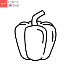 paprika icon. organic fresh nature vegetable food. Capsicums Bulgarian pepper to cook healthy food. Raw fresh veggie editable stroke outline style vector illustration design on white background EPS 10