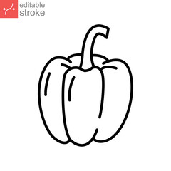 paprika icon. organic fresh nature vegetable food. Capsicums Bulgarian pepper to cook healthy food. Raw fresh veggie editable stroke outline style vector illustration design on white background EPS 10